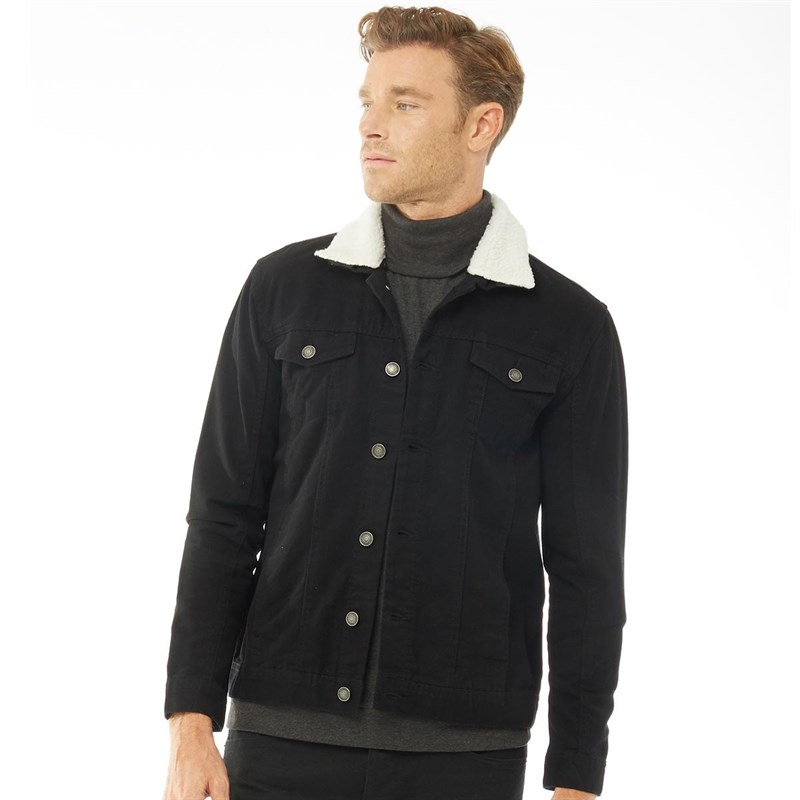 buy-french-connection-mens-denim-borg-lined-jacket-black
