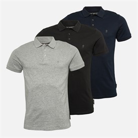 Buy French Connection Mens Three Pack J Polos Multi 1 Black Light Grey Marl Marine