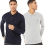 French Connection Mens J Long Sleeve Two Pack Polos Marine/Light Grey Melange
