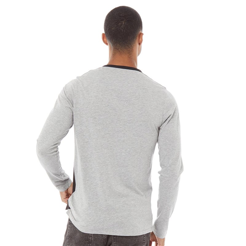 Buy French Connection Mens Block Original 3 Long Sleeve Top Light Grey ...
