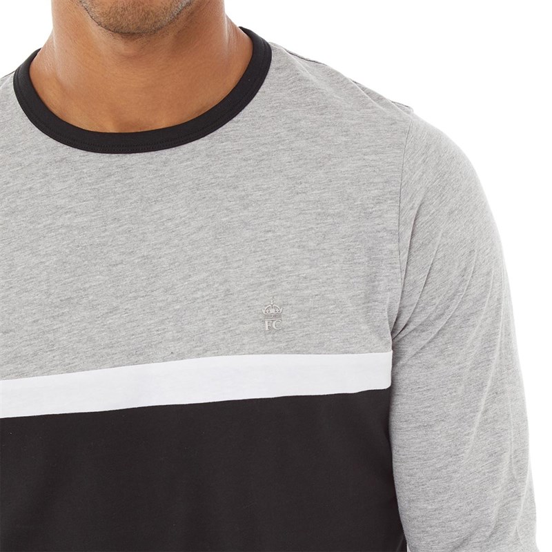Buy French Connection Mens Block Original 3 Long Sleeve Top Light Grey ...