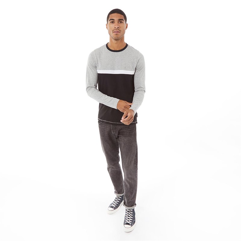 Buy French Connection Mens Block Original 3 Long Sleeve Top Light Grey ...