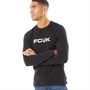 French Connection Herren FCUK T-Shirts mit langem Arm. Schwarz