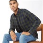 French Connection Herren Large Gingham Flannel Check Hemd mit langem Arm Navy kariert