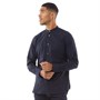 French Connection Chemises à Manches Longues Plain Grandad Homme Bleu Marine Foncé
