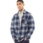 French Connection Mens Mega Large Gingham Borg Long Sleeve Shirt Marine/Charcoal Melange