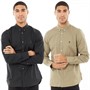 French Connection Chemises à Manches Longues Homme Kaki Clair