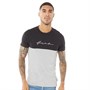 French Connection Mens Block FCUK T-shirt Black/Light Grey Marl/White