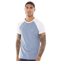 French Connection Mens Raglan T-Shirt Light Blue Melange/White