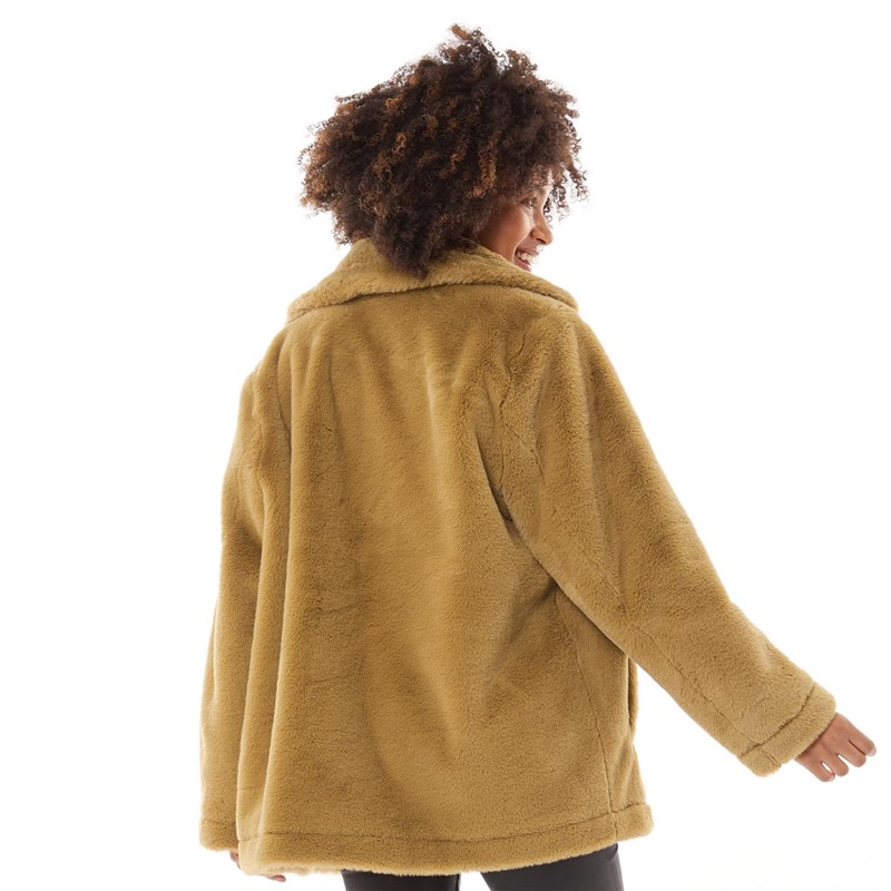 Buy French Connection Womens Faux Fur Jacket Camel