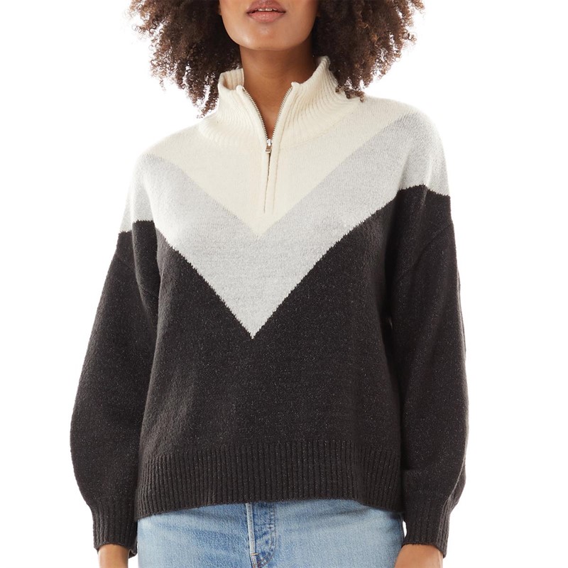 French Connection Womens Zip Jumper Charcoal/Light Grey Melange/Ecru