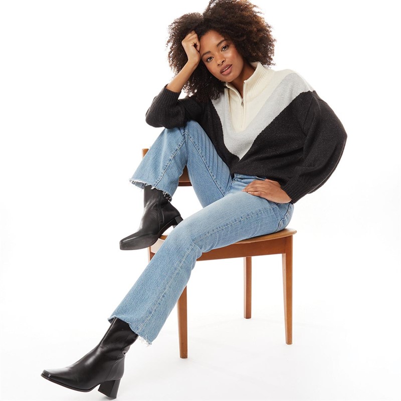 French Connection Womens Zip Jumper Charcoal/Light Grey Melange/Ecru