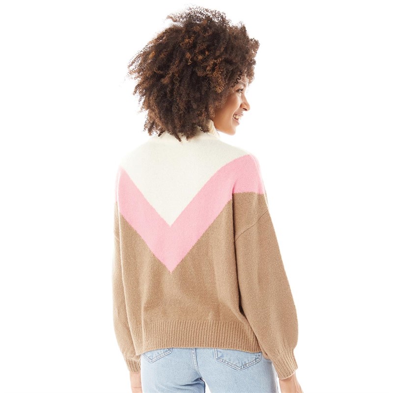 French Connection Womens Zip Jumper Camel/Dusty/Ecru