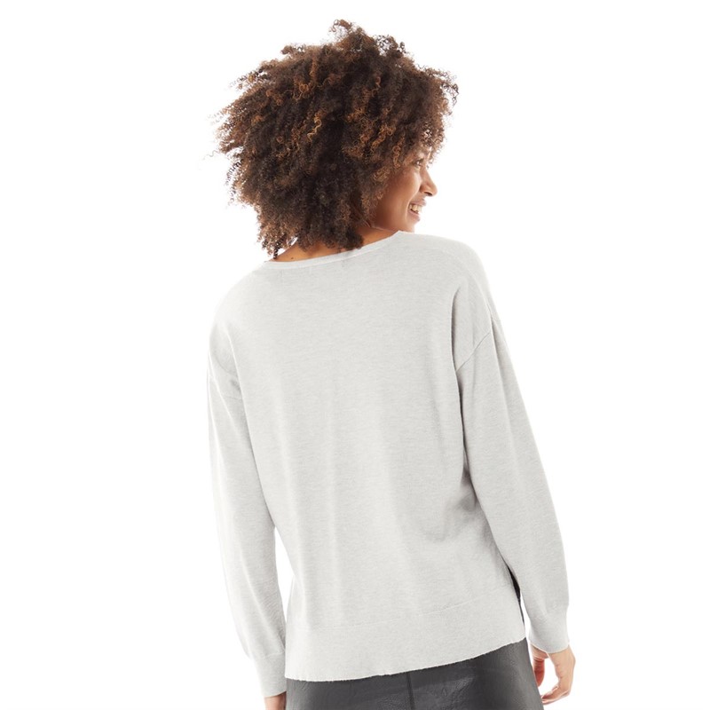 French Connection Womens V Neck Jumper Light Grey Melange