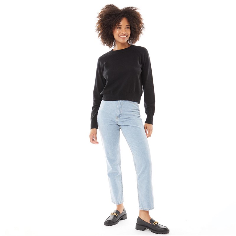 Womens black crew neck jumper best sale