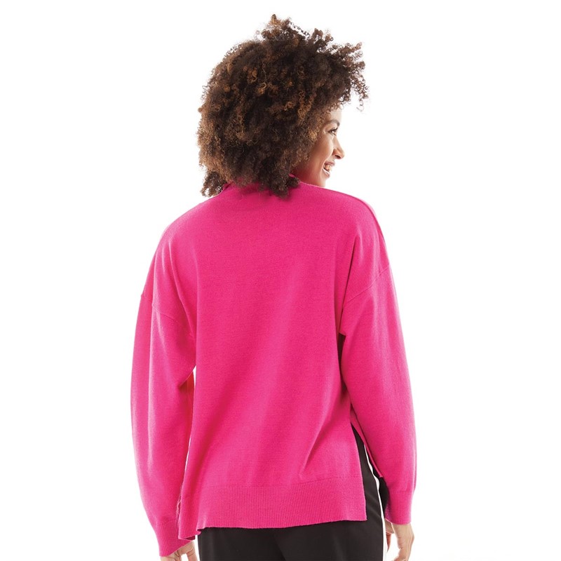 French Connection Womens Turtle Neck Jumper Hot Pink
