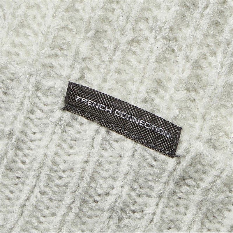 French Connection Womens Rib Knit Pom Pom Beanie Grey