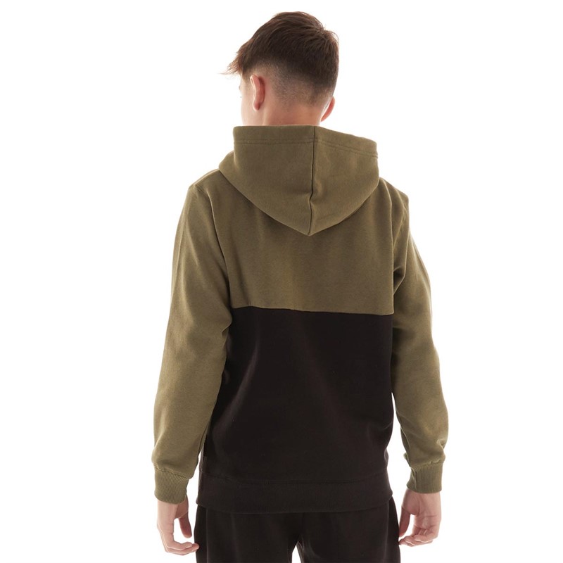 French Connection Boys Block Hoodie Khaki/Black