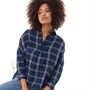 French Connection Dames Check Side Split Blousen en overhemden Marineblauw Geruit