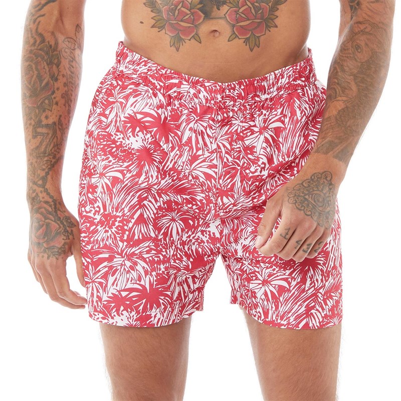 French Connection Mens Leaf 2 Swim Shorts Red/Salt