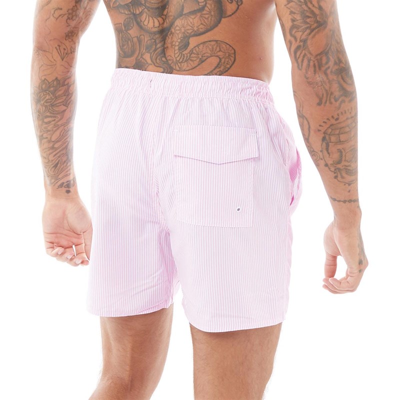 French Connection Mens Stripe Swim Shorts Pink/White