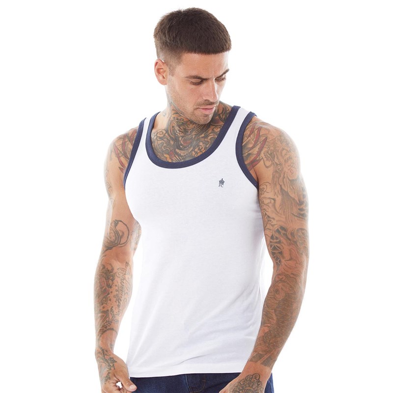 Mens Ringer Vest White/Marine