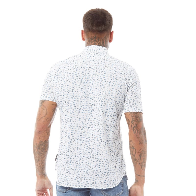 French Connection Heren Floral Overhemden met korte mouwen Wit
