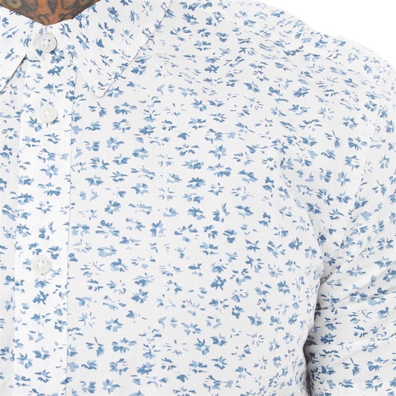 French Connection Heren Floral Overhemden met korte mouwen Wit