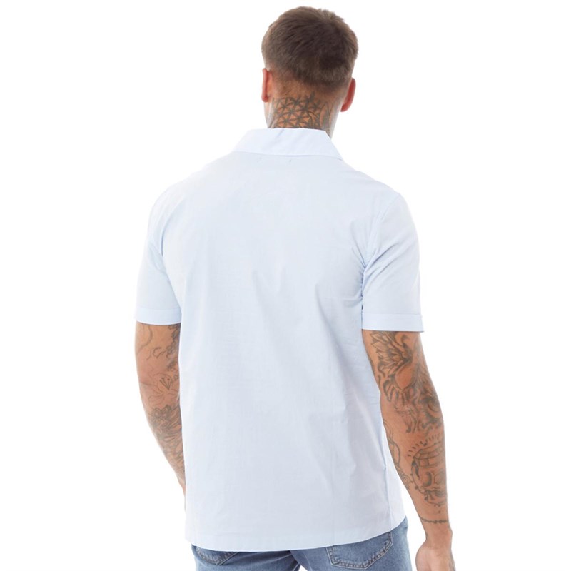 French Connection Mens Plain Revere Short Sleeve Shirt Soft Blue