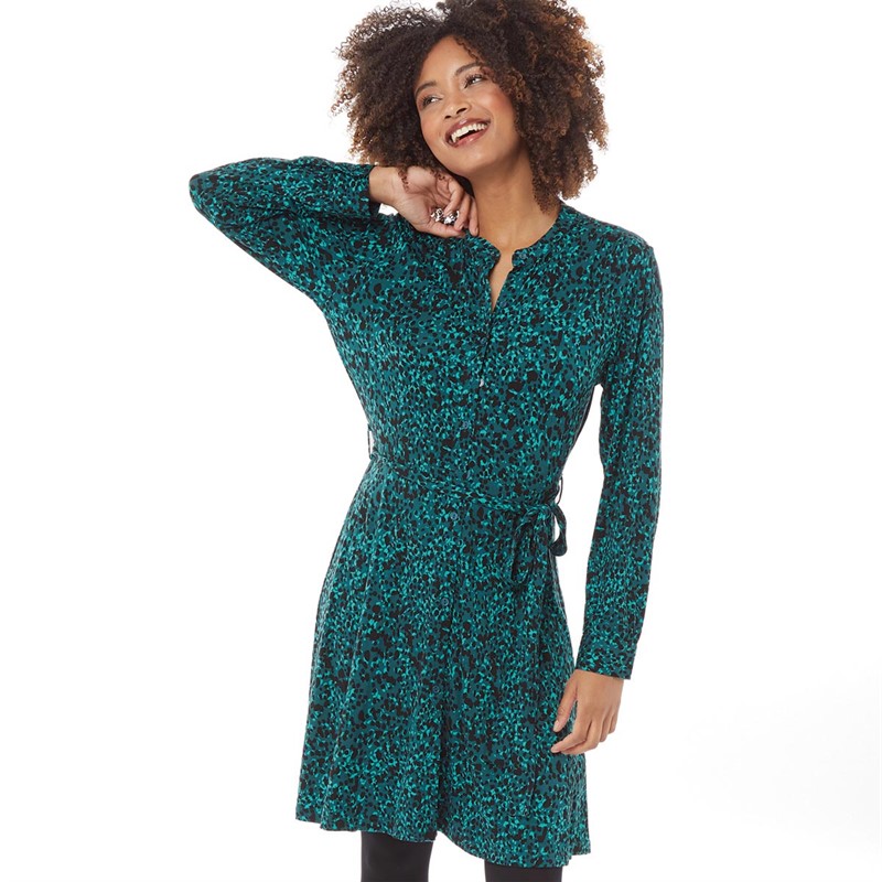 Buy French Connection Womens Henley Dress Dark Green/Emerald