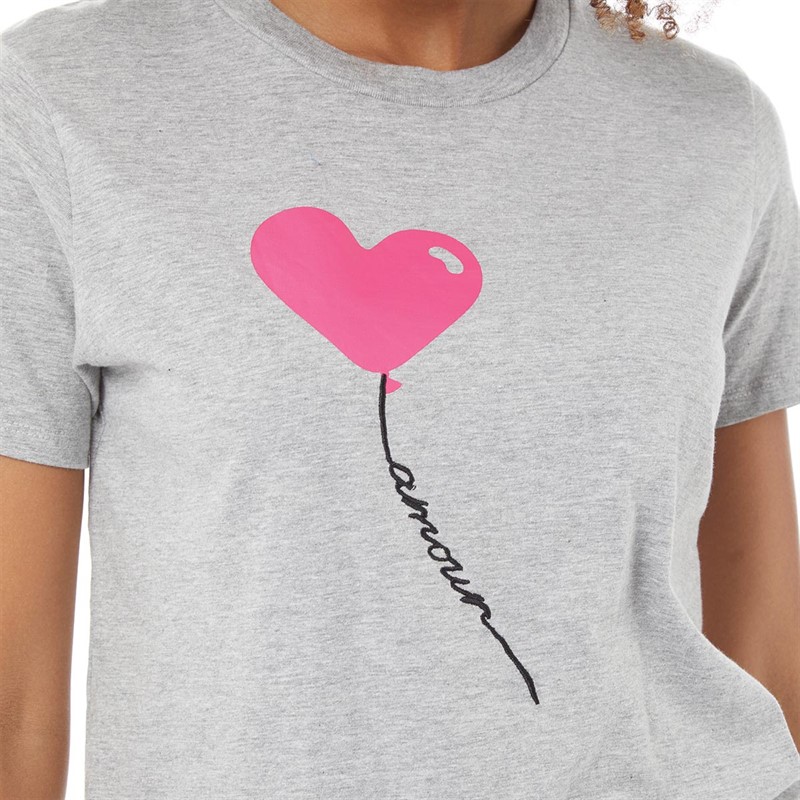French Connection Womens Balloon T-Shirt Light Grey Melange