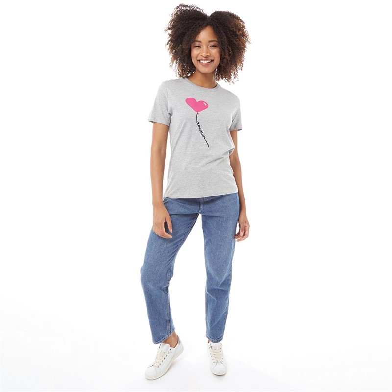 French Connection Womens Balloon T-Shirt Light Grey Melange