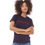 French Connection Womens Bonjour T-Shirt Dark Navy/Red