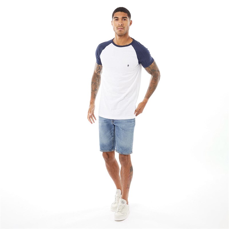 French Connection Mens Raglan T-Shirt White/Marine
