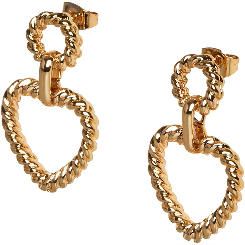 French Connection Womens Heart Earrings Gold