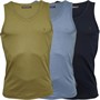 French Connection Mens Three Pack Vests Multi Three - Marine/Light Khaki/Light Blue Melange