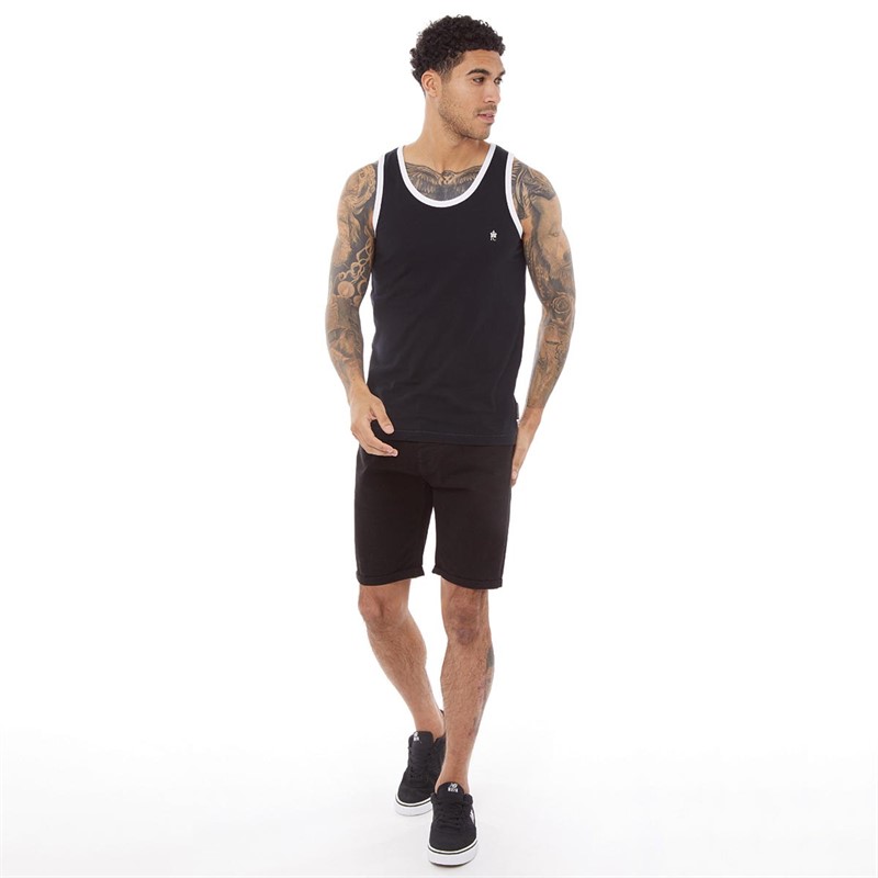 French Connection Mens Ringer Vest Marine/White