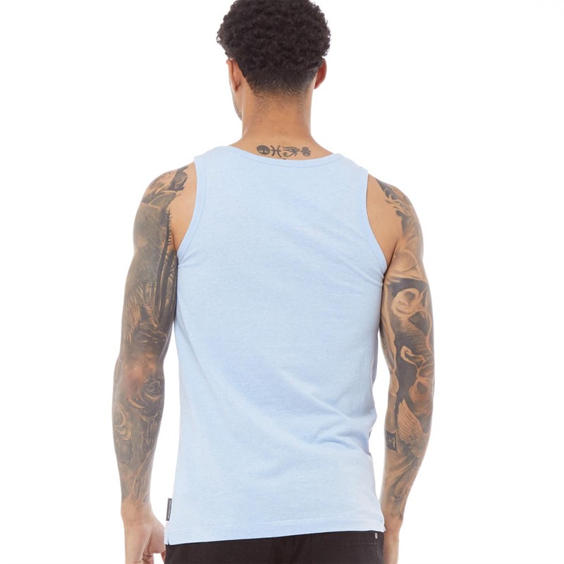 French Connection Mens Vest Two Stripe Sky Melange/White/Marine