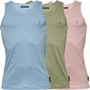 French Connection Mens Three Pack Vests Multi 8 - Sky Melange/Pink Melange/New Sage