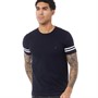 French Connection Mens Arm Striped T-Shirt Marine/White