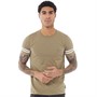 French Connection Mens Arm Striped T-Shirt Light Khaki/White