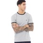 French Connection Heren Ringer T-shirts Gemeleerd Grijs