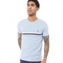 French Connection Mens Two Stripe T-Shirt Sky Melange/White/Marine