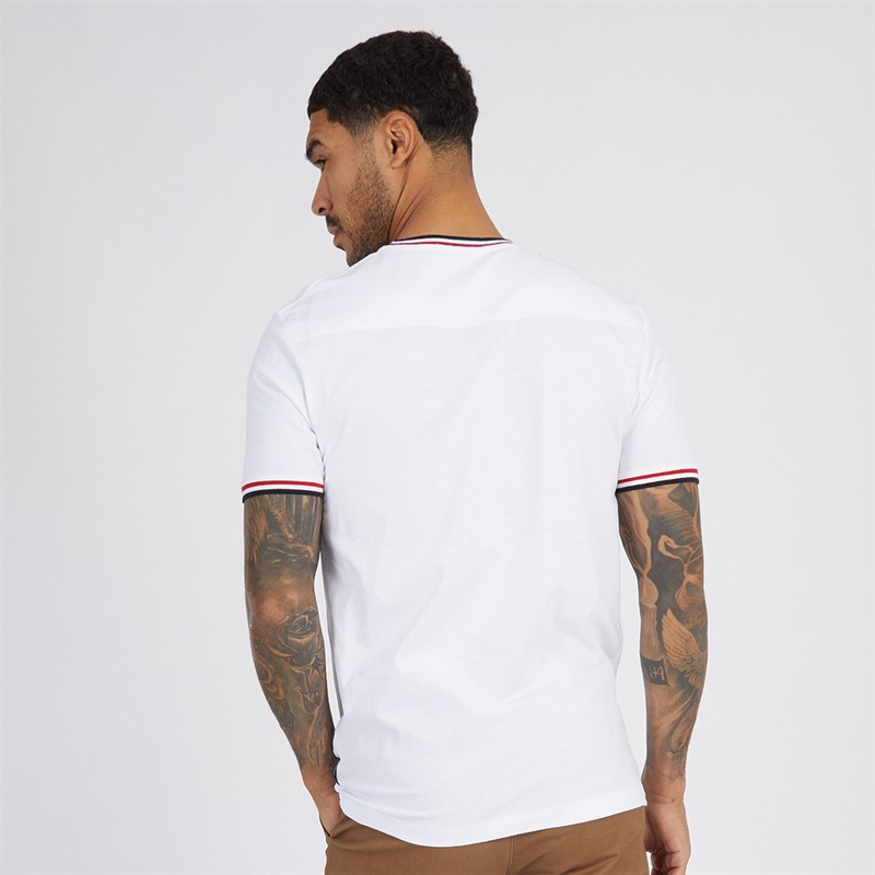 French Connection Mens 3 Colour Ringer T-Shirt White