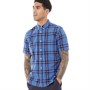 French Connection Mens Short Sleeve Checked Shirt Blue/Grey