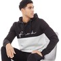 French Connection Mens Scribble Block Hoodie Black/Light Grey Melange/White