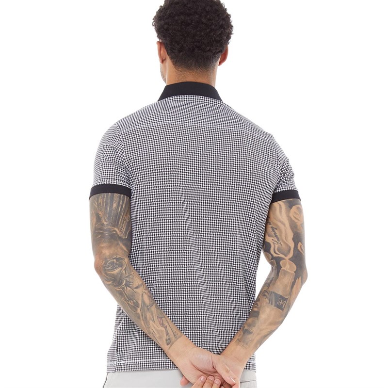 French Connection Mens Houndstooth Polo White/Marine