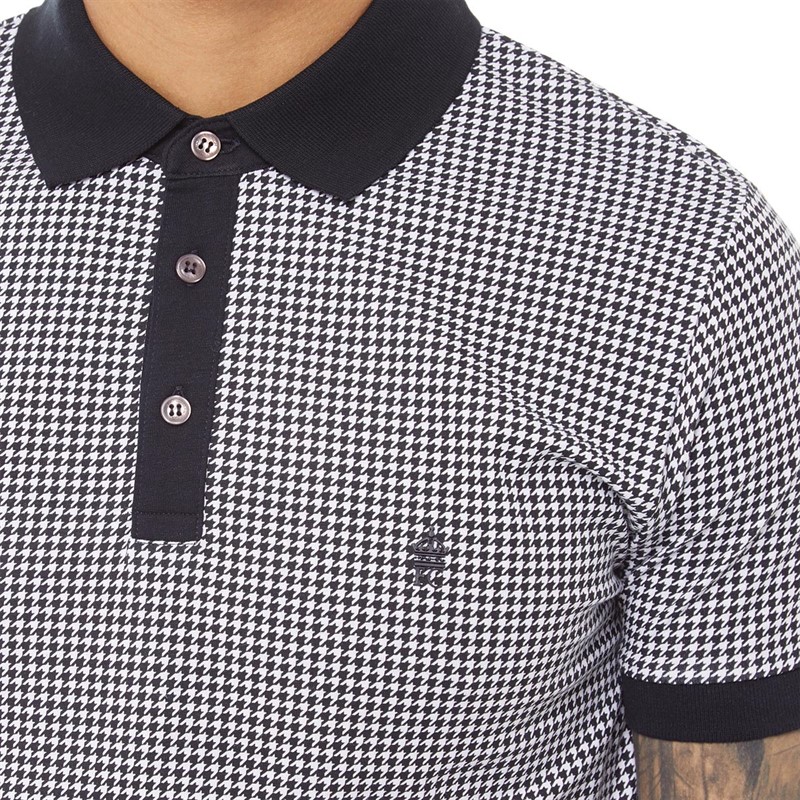 French Connection Mens Houndstooth Polo White/Marine