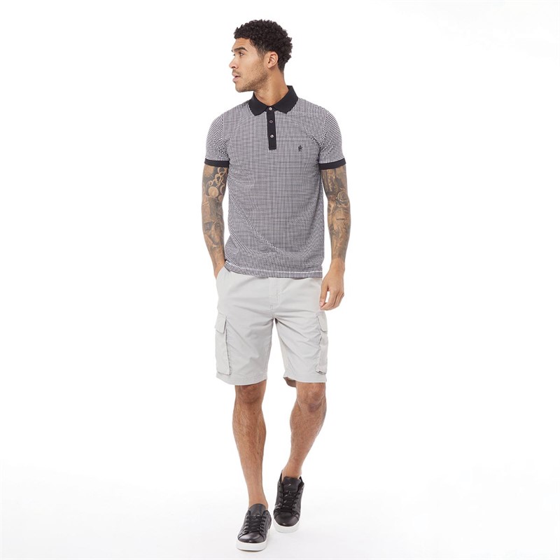 French Connection Mens Houndstooth Polo White/Marine