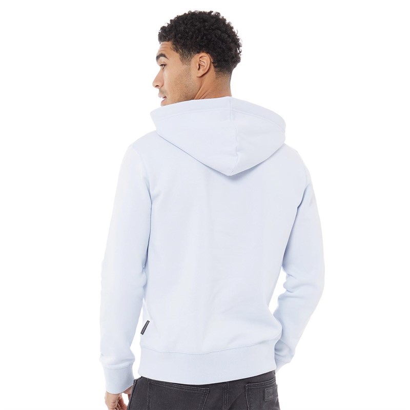 French Connection Mens Two Stripe Hoodie Baby Blue/White/Marine